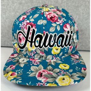 Hawaii embroidered Cap Hat Floral Snapback Adjustable‎ Blue Hawaiian